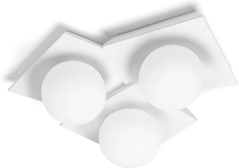 Sforzin illuminazione lampada a soffitto in gesso tre luci con vetro opalino cicladi T389