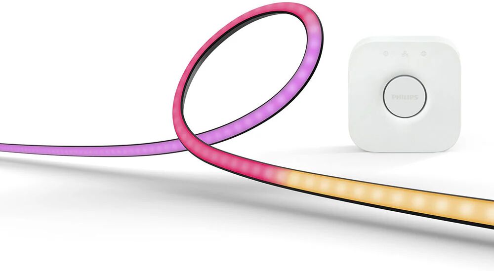 Philips Hue White and Color Ambiance Lightstrip Gradient per PC 24 -27 Confezione da 3 strisce Starter kit + Hue Bridge