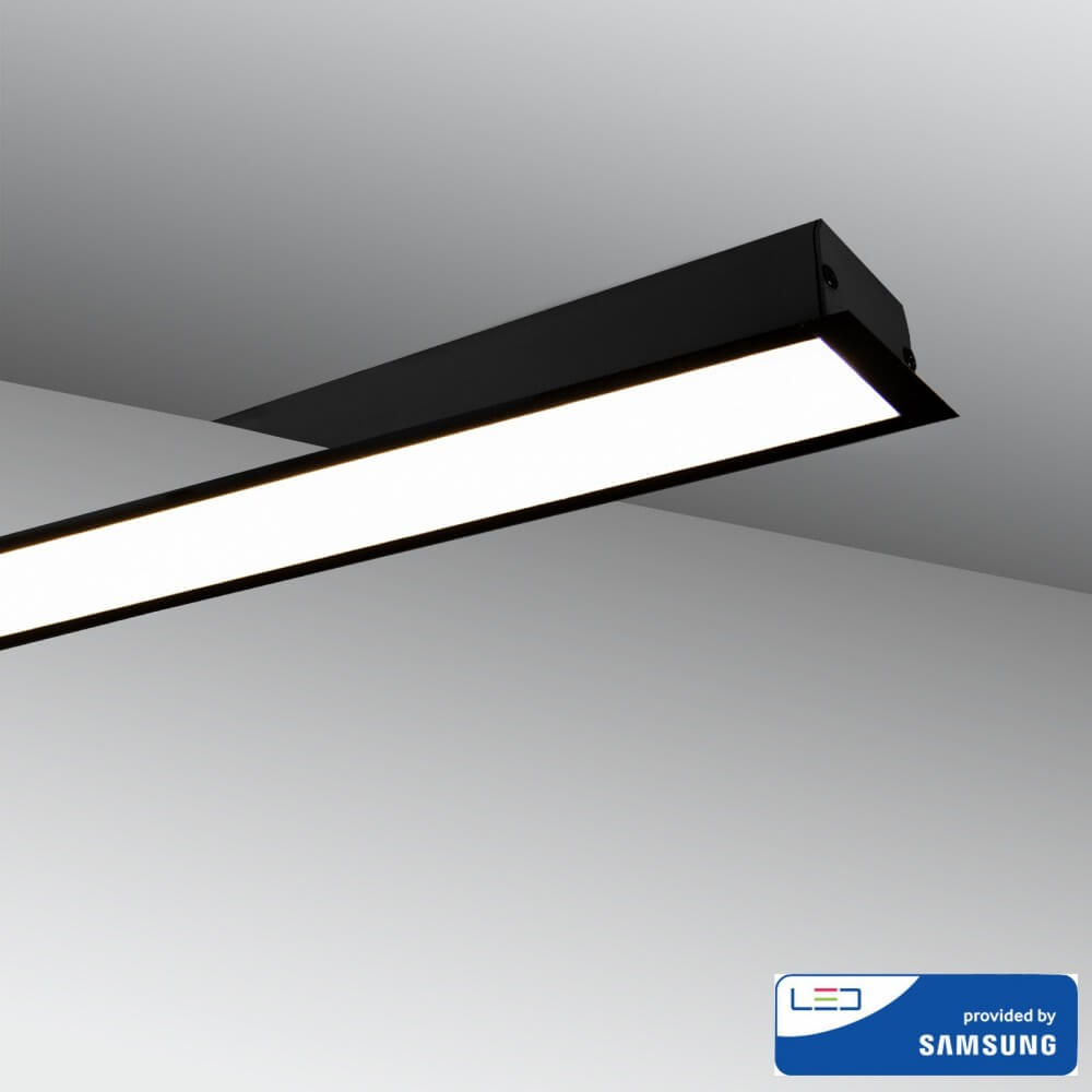 VITO Lighting Lampada Lineare LED da Incasso 42W 120cm, Nera, chip SAMSUNG LED