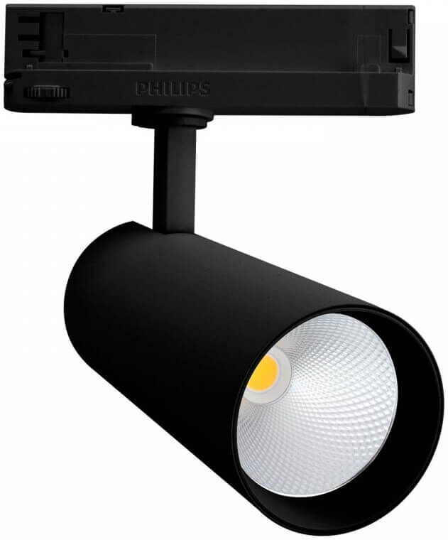 LEDDIRETTO Faro LED 34W per Binario Trifase, 38°+60° Nero, PHILIPS Xitanium CRI92