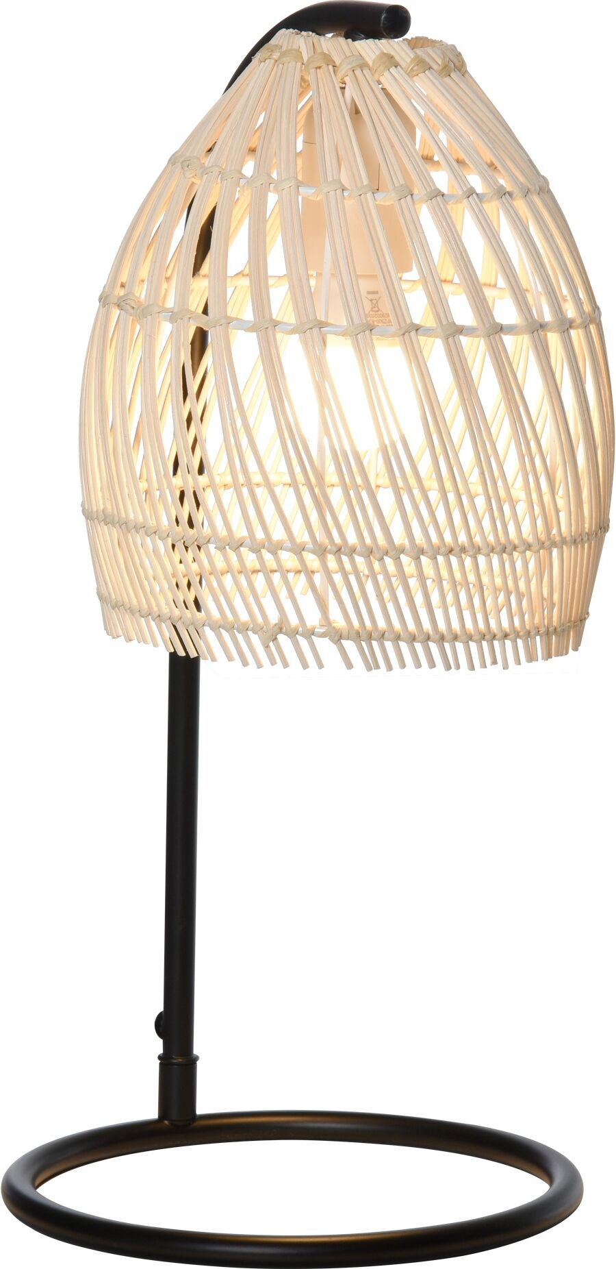 Homcom Lampada da Tavolo in Rattan, Lampada da Lettura Attacco E27 Potenza Max 40W, Arredamento Stile Vintage, Ф20x41cm, Beige