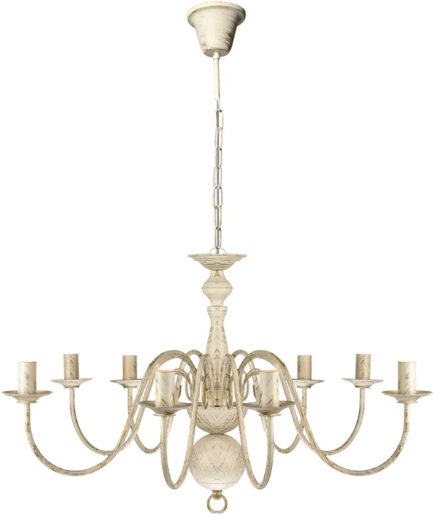 vidaXL Lampadario Stile Antico Metallo Bianco 8 Lampadine E14