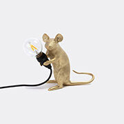 Seletti 'mouse' Lamp Sitting, Gold, Eu And Usb Plug