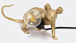 Seletti 'mouse' Lamp Lie Down, Gold, Uk And Usb Plug