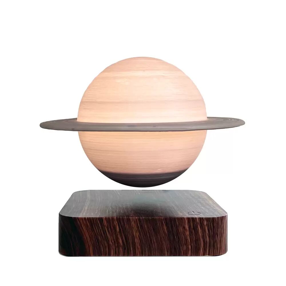 Wisdom Lampada da tavolo Saturno a levitazione magnetica gravitazionale 3D con base in legno