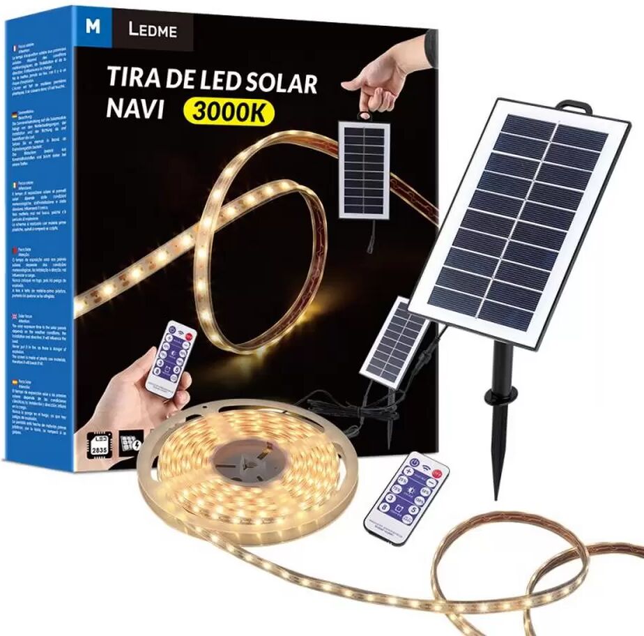 Striscia Led 4W con pannello solare SMD 2835 5 metri IP68 Bianco Caldo 3000K M LEDME