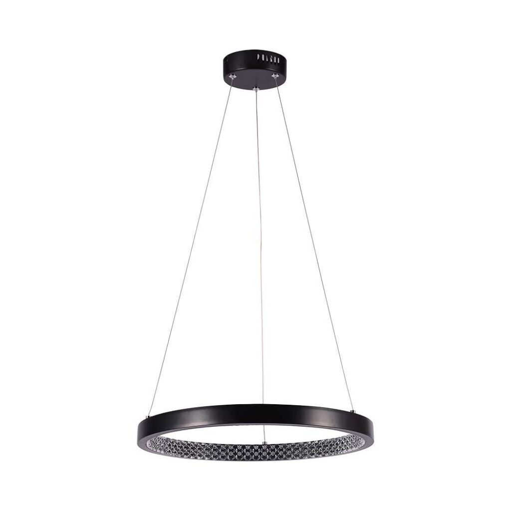 V-Tac Vt-7823 Lampadario Led A Sospensione Rotondo 19w Forma Circolare Anello Sospeso In Metallo D:40cm Luce 3000k Nero - Sku 10052