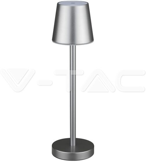 V-Tac Lampada Led Da Tavolo 3w Ricaricabile A Batteria Colore Grigio Usb C Touch Dimmerabile 3000k Luce Tavolo Ristorante Da Interno Ip20 - 10191