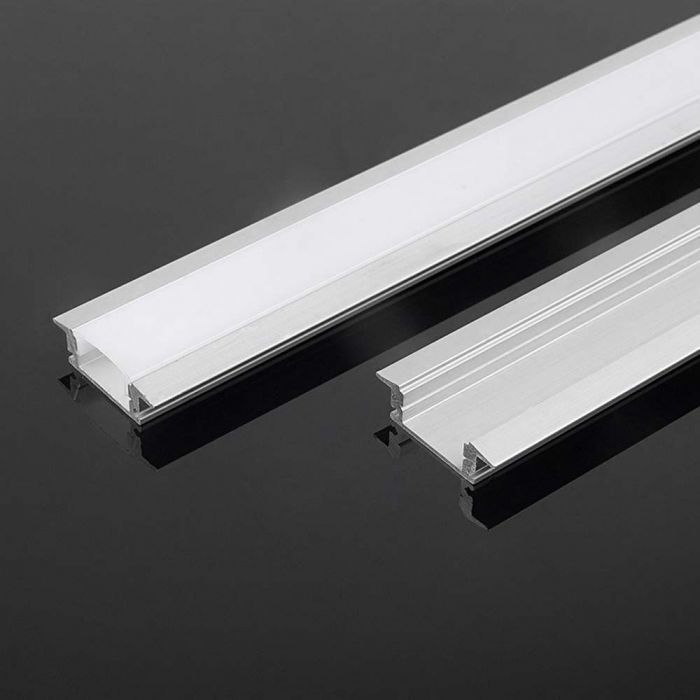 V-Tac Vt-8156 Profilo In Alluminio Per Striscia Led Colore Silver Strip Led Copertura Satinata 2mt 2000*24.7*7mm - 10320