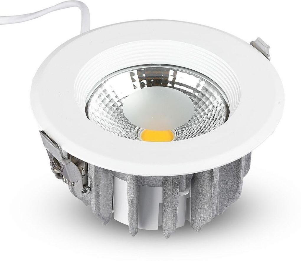 V-Tac Vt-26101 Faretto Led Da Incasso Rotondo Cob Colore Bianco 10w 120lm/w Luce Bianco Freddo 6400k Driver Incluso - Sku 1272