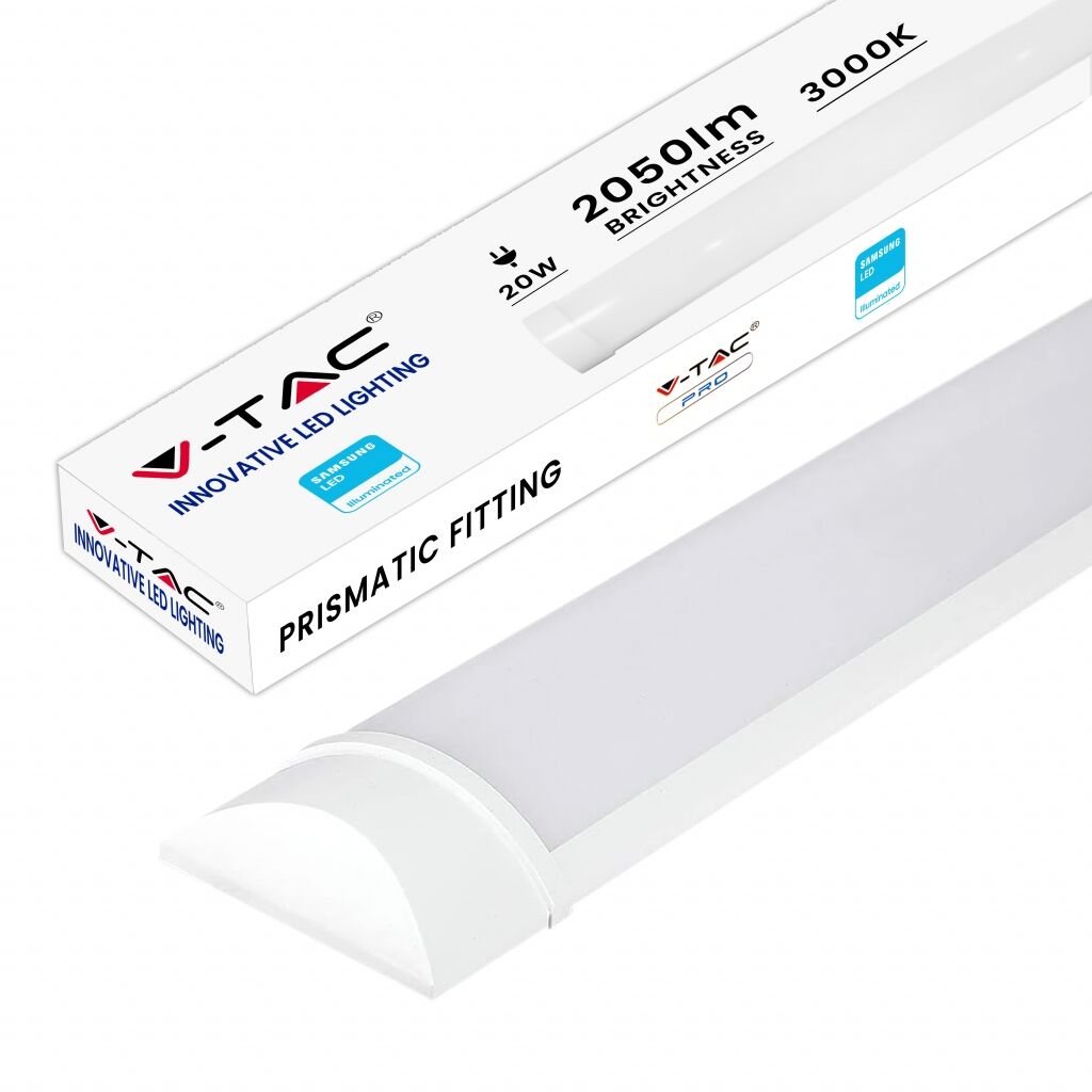 V-Tac Vt-8-10 Lampada Led Plafoniera Sottile Tubo Prismatico Chip Samsung 10w 100lm/w 30cm 3000k Ip20