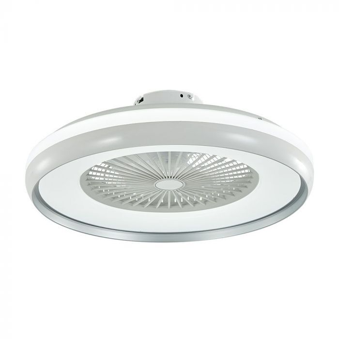 V-Tac Vt-5022 Ventilatore Led Da Soffitto 45w Ac-Motor Corpo Bianco E Anello Interno Grigio Con Lampada Led 35w 3in1 Color Change E Telecomando - 217935