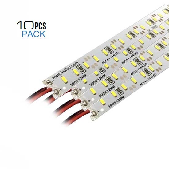 V-Tac Set Strisce Led Rigide  Smd4014 12v 18w 1.700lm Confezione Da 10pz  Vt-4014 – Sku 2538 Bianco Caldo 3000k