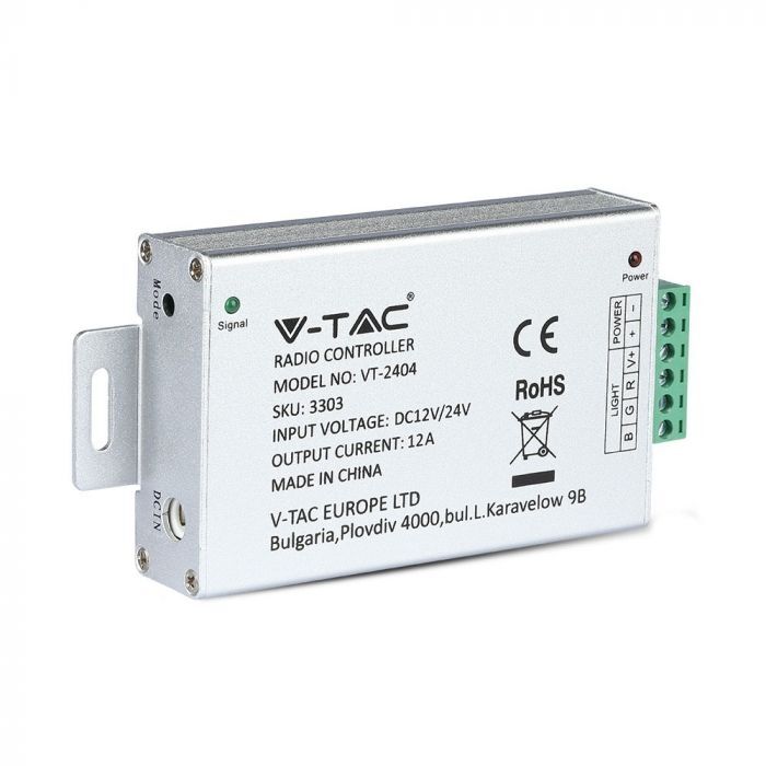 V-Tac Vt-4083 Controller Per Striscia Led Dimmerabile Con Telecomando 4 Tasti 12/24v(Max 144w) - 3303