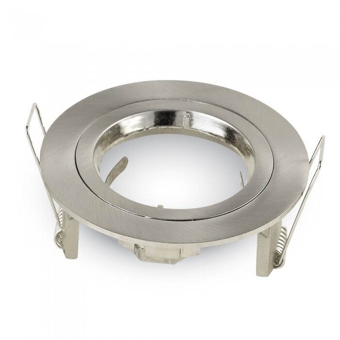 V-Tac Vt-774 Portafaretto Incasso Alluminio Rotondo Nickel Satinato Twist To Open Per Lampade Gu10-Gu5.3 - Sku 3643