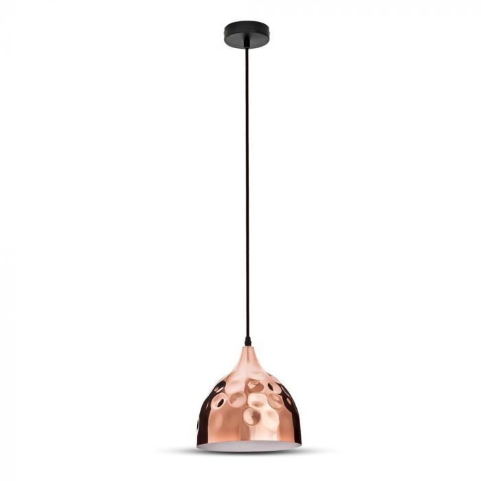 V-Tac Vt-8220 Lampadario Led A Goccia Portalampada E27 In Metallo Colore Oro Rosa Oro Rosa A Specchio D:230mm Sku 3715