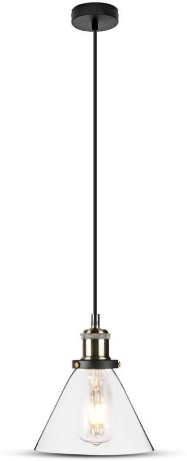 V-Tac Vt-7185 Portalampada Led Lampadario Pendente A Campana In Vetro Trasparente E27 Elegant Stylish Ф180mm Sku 3738