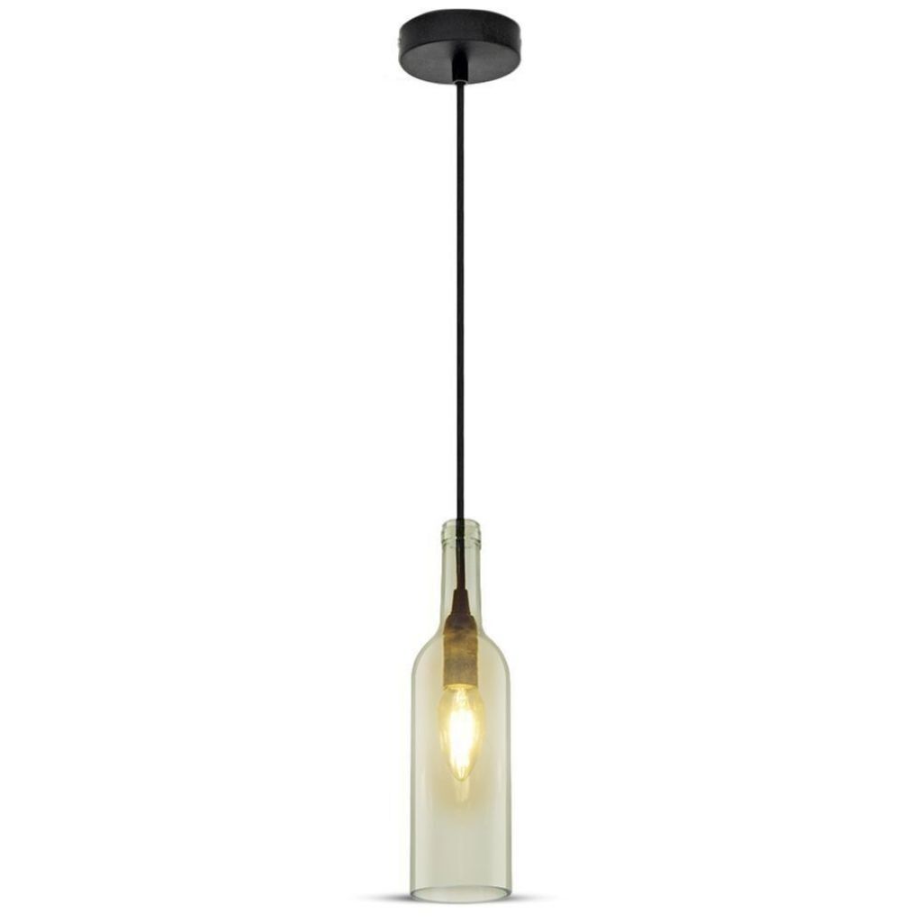 V-Tac Vt-7558 Lampadario Led Forma Bottiglia Decorativo In Vetro Trasparente 1mt Attacco E14 Ф72mm Sku 3771