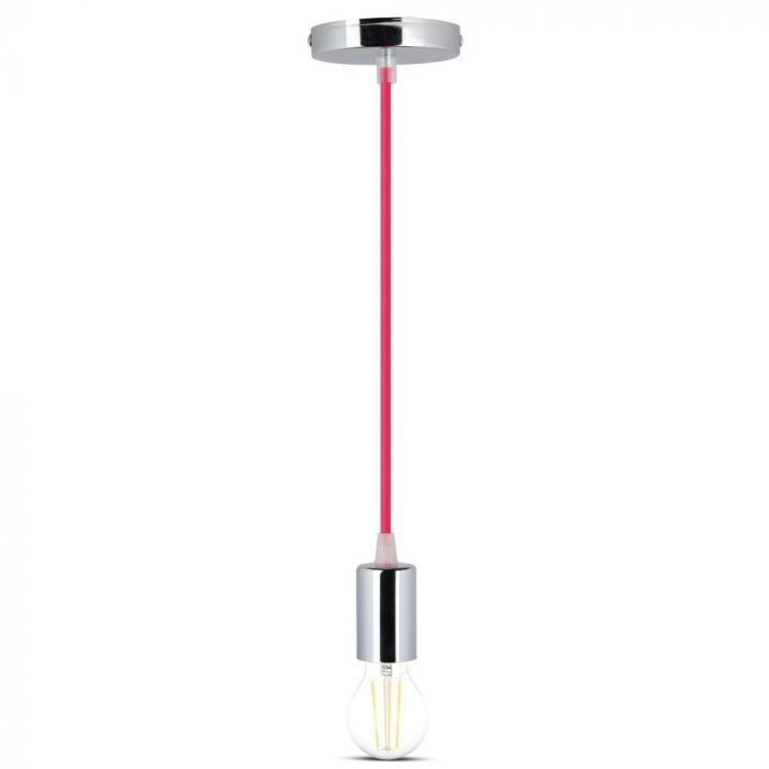 V-Tac Vt-7338 Lampadario A Sospensione 1mt E27 In Metallo Con Cavo Colorato Fucsia Ф39mm Ip20 - Sku 3792