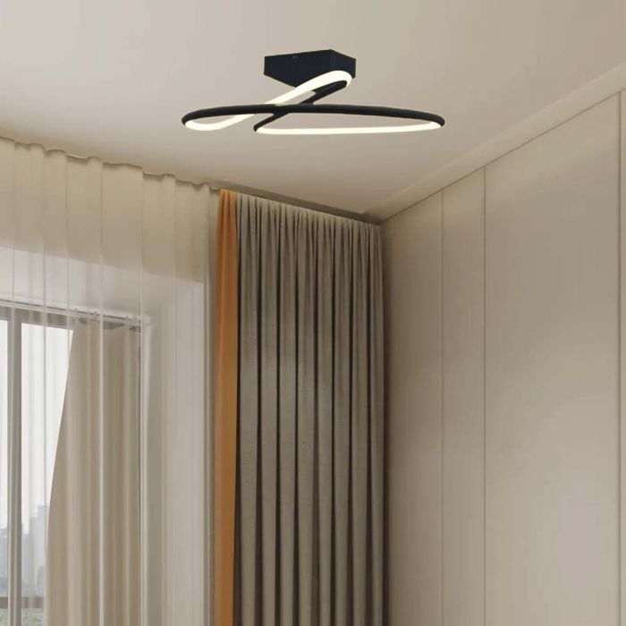 V-Tac Vt-7763 Lampadario Led Rotondo Design Moderno Forma Ad Intreccio Astratta 20w In Alluminio Colore Nero 4000к - 6926