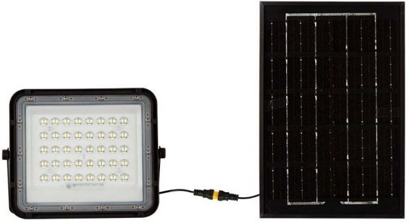 V-Tac Vt-40w Faro Led 6w Nero Con Pannello Solare E Telecomando Led Proiettore Con Batteria Sostituibile 4000k 3m Cavo - 7822