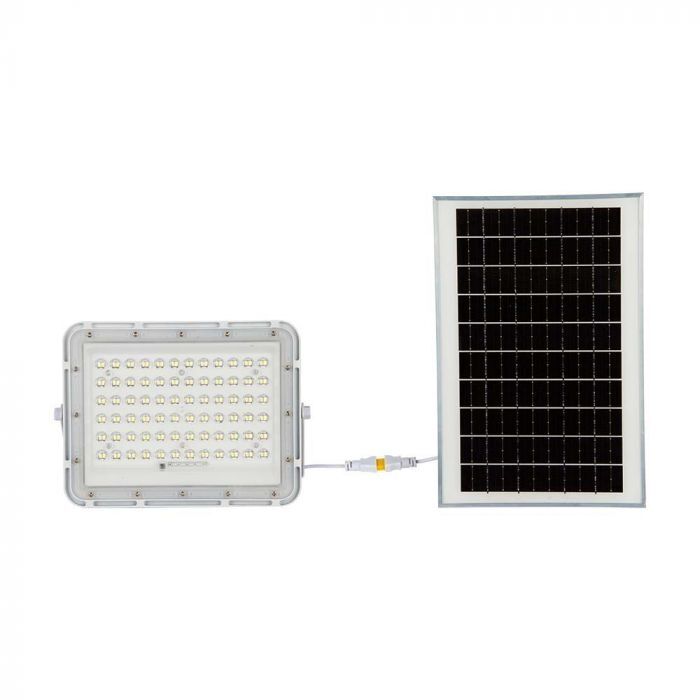 V-Tac Vt-120w Faro Led Bianco Con Pannello Solare 15w E Telecomando Led Proiettore Con Batteria Sostituibile 6400k 3m Cavo - 7843