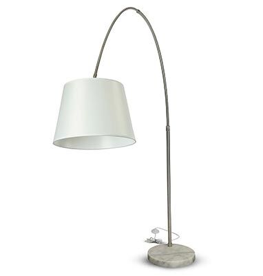 V-Tac Vt-7451 Lampada Da Terra Piantana In Metallo Corpo Bianco Ricurva Orientabile Base In Marmo Con Portalampada E27 196cm - Sku 8565