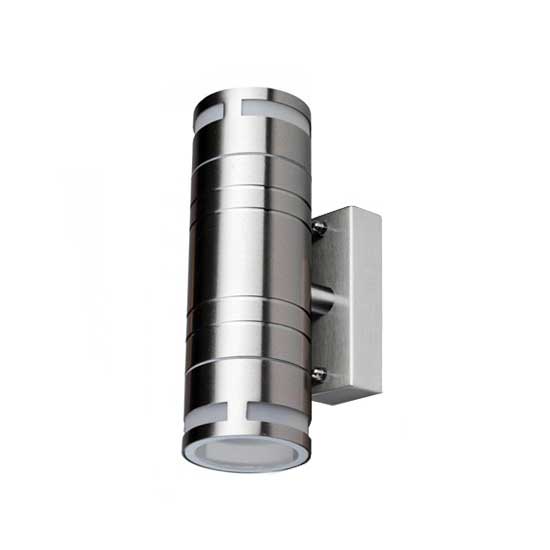 V-Tac Vt-7632 Portafaretto Led Da Parete Doppio 2xgu10 In Acciaio Inossidabile Ip44 Da Muro - Grigio Satinato - 7504