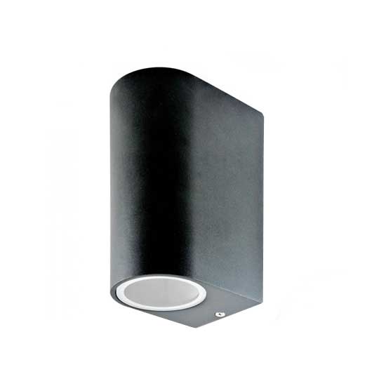 V-Tac Portalampada Wall Light Alluminio Satinato Nero 2xgu10 Ip44 Mod. Vt-7652 - Sku 7509 - Rotondo