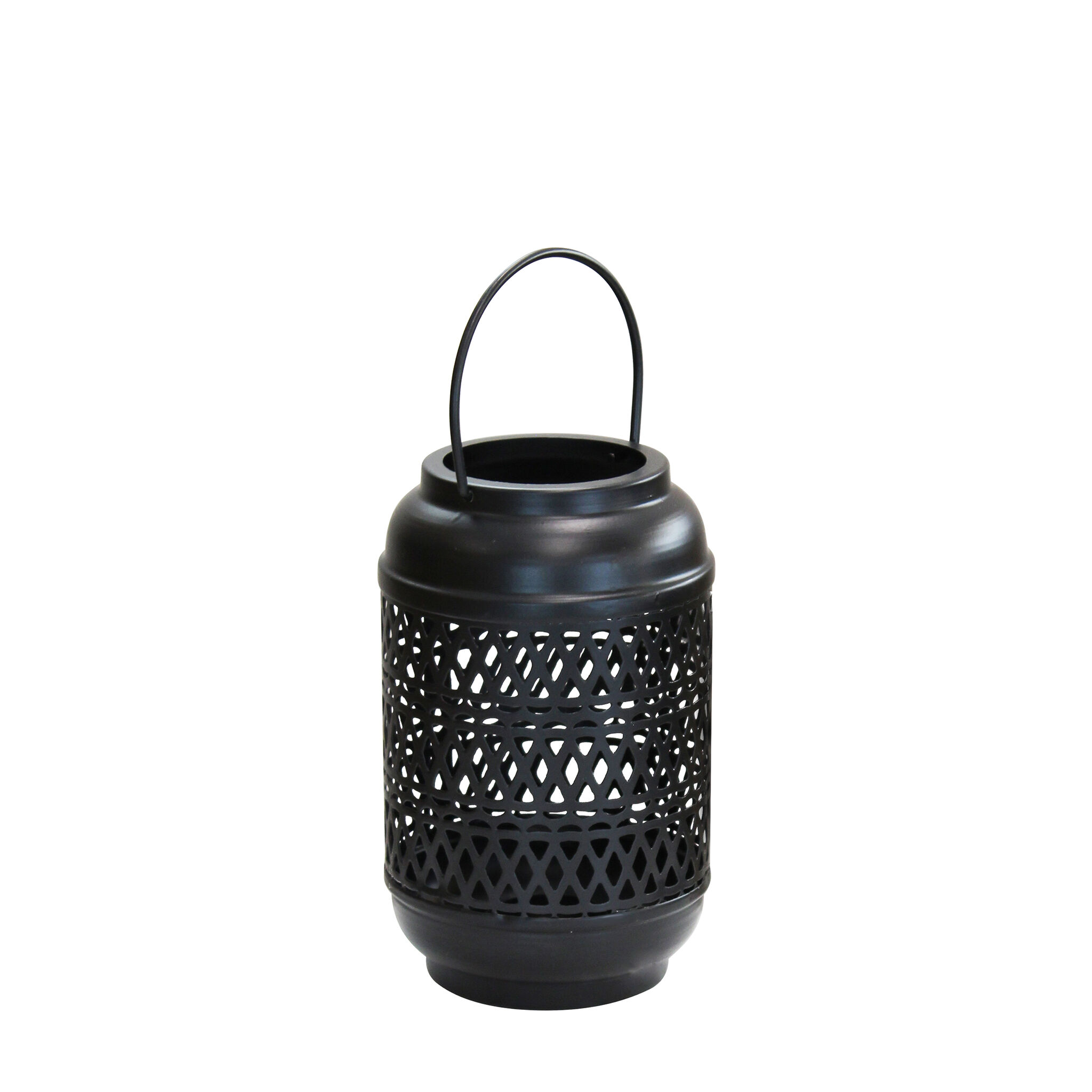 Milani Home lanterna in metallo di design moderno per giardino cm 10 x 10 x 17 h Nero 10 x 17 x 10 cm