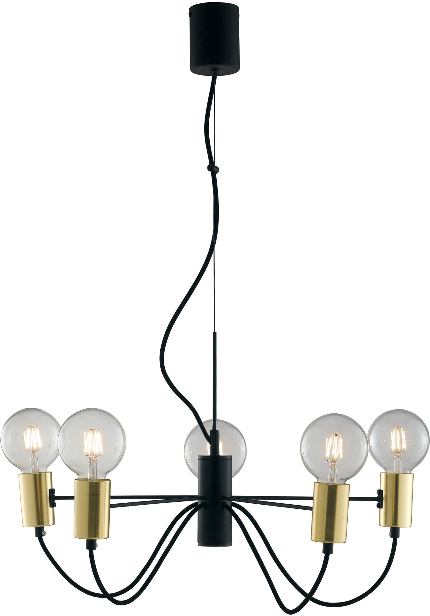 Lampadario Sospensione Axon Class Colore Nero Oro 60W Mis 60 x 34 x 143 cm