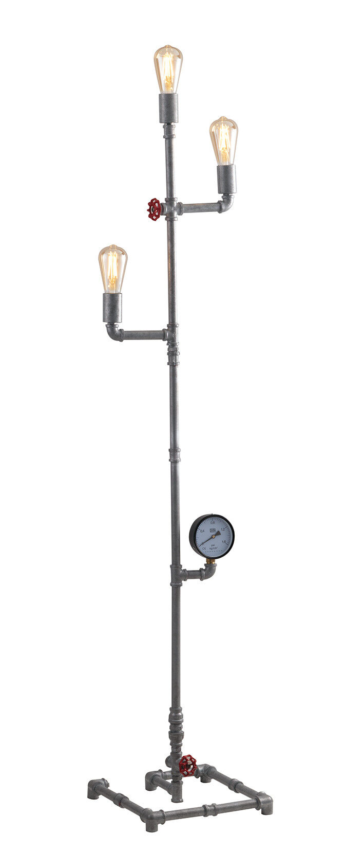 Lampadario Piantana Amarcord Industrial Vintage Colore Zincato 60W Mis 31 x 159 x 31 cm