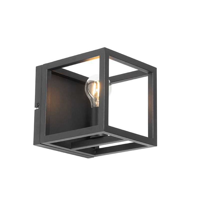 QAZQA Industriële wandlamp zwart - Cage