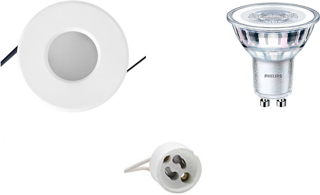 BES LED Voordeelset: LED Spot Set - Aigi - GU10 Fitting - Waterdicht IP65 - Inbouw Rond - Mat Wit - Ø82mm - Philips - CorePro 840 36D - 4.6W - Natuurlijk Wit 4000K - Voordeelset