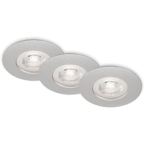 Briloner Set van 3 LED inbouwspots plafond, dimbare inbouwspots, ultra platte LED inbouwspot badkamer, inbouwspot badkamer IP44, chroom mat, 90x25 (DxH)