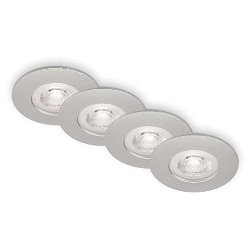 Briloner 7998-044 Set van 4 LED inbouwspots, ultravlakke inbouwspots, badkamer inbouwspots, badkamer inbouwspots IP44, 90x25 mm (DxH) mat chroom