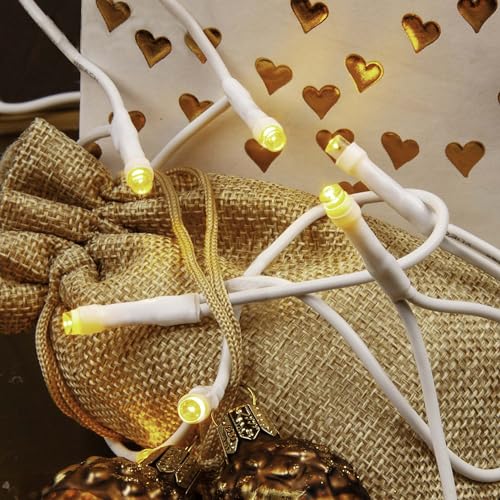 Hellum LED mini lichtketting voor binnen, 10 mini LED-lampen, 135 cm verlichte lengte, lichtketting stroom met stekker, kabel wit, als mini-kerstboom lichtsnoer, 563962