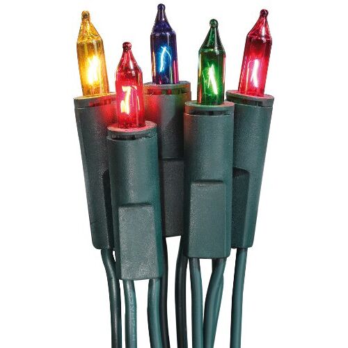 Hellum Lichtsnoer binnen 100, 14,85 m kerstboom lichtketting kleurrijk, mini lichtketting raam kerstdecoratie, kaarsen lichtketting met stekker, lichtketting stopcontact kabel groen, 839074