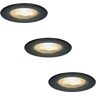 HOFTRONIC™ 3x Nola dimbare LED inbouwspot - Zwart - Lage inbouwdiepte 49mm - 5 Watt - 2700K warm licht - IP65 voor binnen en buiten