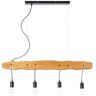 Brilliant Leuchten Hanglamp BAKER 133 cm hoogte, 100 cm breedte, 4x e27, in te korten, metaal/hout, zwart/hout (1 stuk) bruin