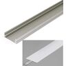 MEC Light LED profiel 3,2cm breed aluminium geanodiseerd voor LED strips 2m incl. afdekking melkachtig UV-bestendig, voor LED strips tot max. 29,8mm (zilver, 2m melkachtig)