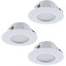 Eglo Pineda, set van 3 LED-inbouwspots, set van kunststof, 3 LED inbouwspots in wit, inbouwspot LED plat, inbouwspots set warm wit, Ø 7,8 cm