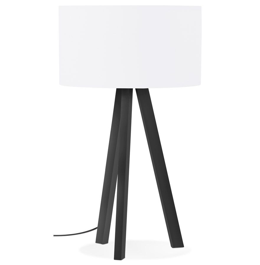 Alterego Design tafellamp 'SPRING MINI' met witte lampenkap en zwarte staander