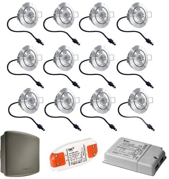 HOFTRONIC™ Complete set 12 stuks dimbare veranda LED inbouwspots Lavanto 3W IP44 met Somfy RTS ontvanger