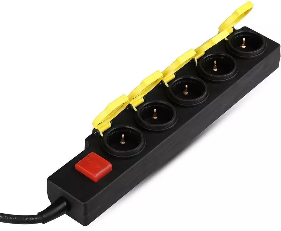 V-TAC Buiten stekkerdoos met 5 stopcontacten incl. 3 meter kabel IP44 spatwaterbestendig