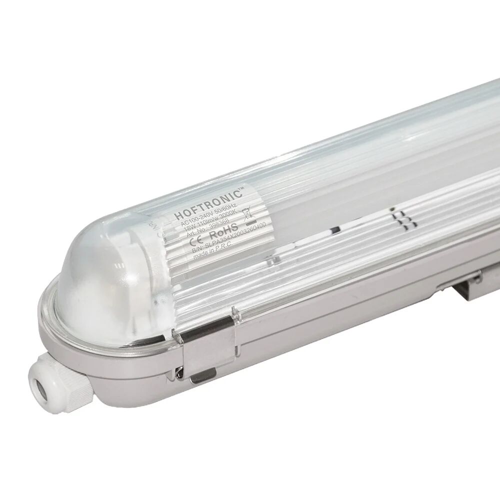 Hoftronic 6x LED TL armatuur IP65 120 cm Koppelbaar 3000K incl. 18W LED buis RVS Clips