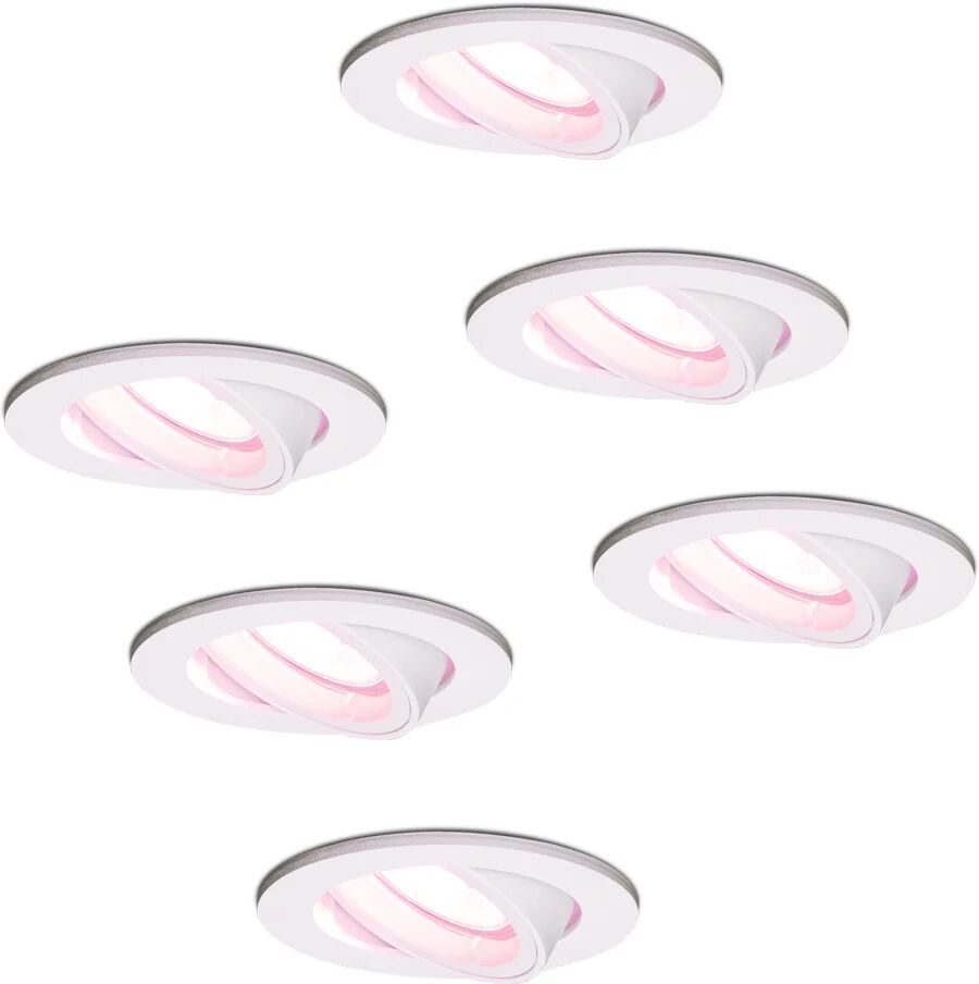 Hofronic Set van 6 stuks smart WiFi LED inbouwspots Dublin RGBWW kantelbaar wit IP20