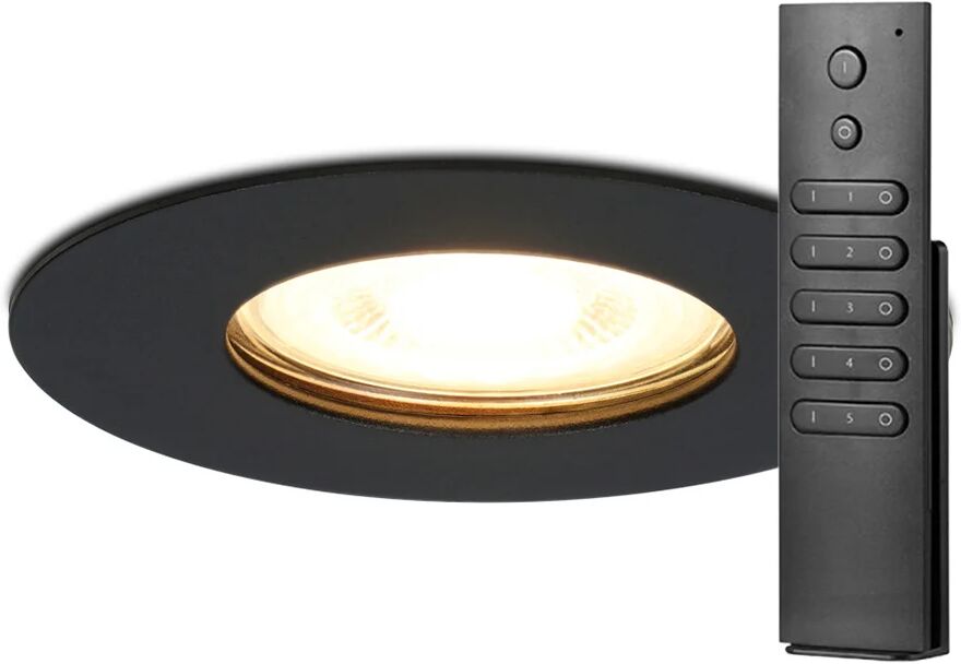 HOFTRONIC™ Set van 6 dimbare LED inbouwspots Bari zwart GU10 5 Watt 2700K IP65 spatwaterdicht incl. afstandsbediening