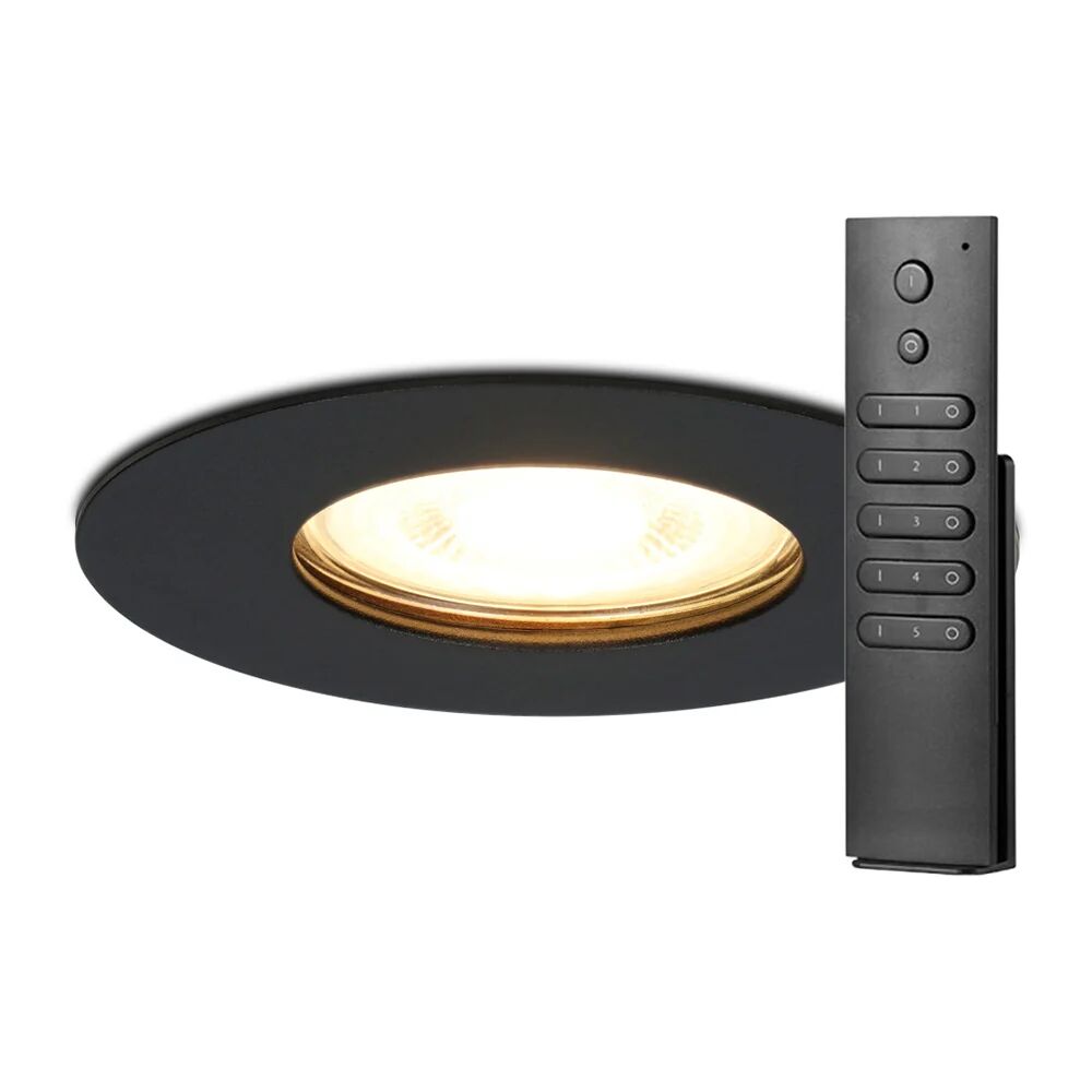 HOFTRONIC™ Set van 8 dimbare LED inbouwspots Bari zwart GU10 5 Watt 2700K IP65 spatwaterdicht incl. afstandsbediening