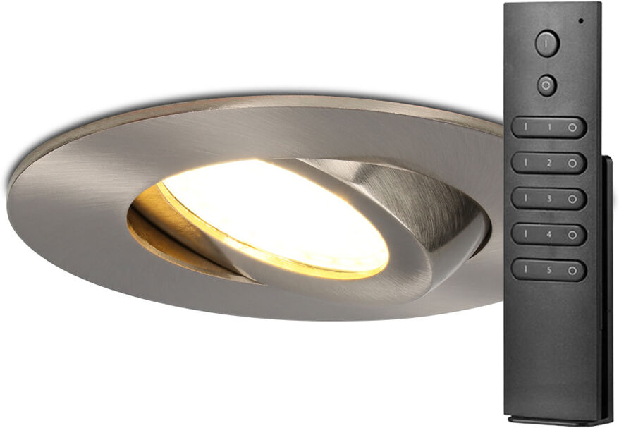 HOFTRONIC™ Set van 18 stuks LED inbouwspots Napels IP65 8 Watt 2700K dimbaar 360° kantelbaar RVS incl. afstandsbediening